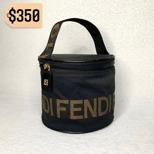 ✨✨✨✨SOLD✨✨✨✨ Fendi Authentic RARE Black Nylon Bucket Cylinder Round Mini Handbag